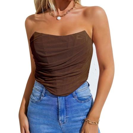 Korsett Topp Dam Bustier Toppar för Kvinnor Chocolate M