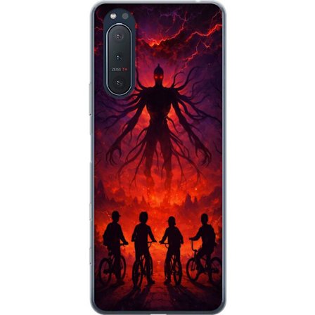 Kompatibelt Mobilskal till Sony Sony Xperia 5 II Mörk fantasyillustration inspirerad av Stranger Things med övernaturlig varelse, blixtar och cyklan