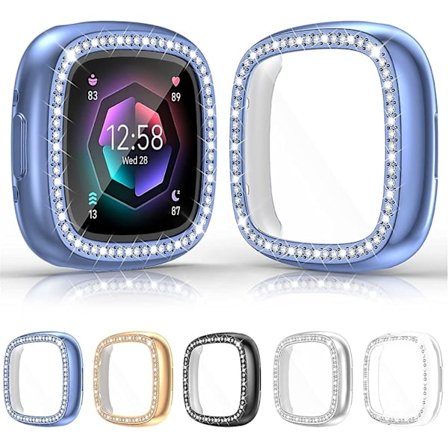 5-pakning etui kompatibelt med Fitbit Versa 4/ Sense 2, mykt TPU-beskyttelse med glitterdiamanter