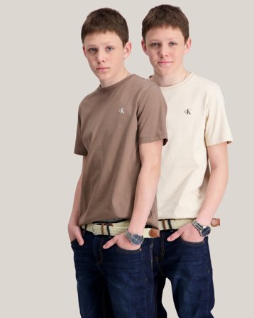 Calvin Klein 2-PACK MONOGRAM TOP Beigestä T-paidat Pojat - Kids Brand Store