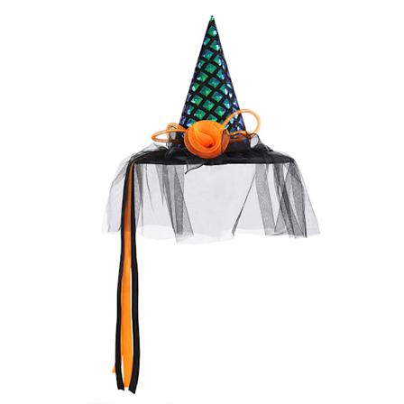 Halloween-hat, heksehat, maskerade-kostume, festpynt, rekvisitter, skinnende heks Lake blue gradient glowing witch hat