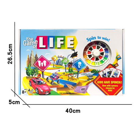 The Game of Life, familiespill for 2 til 4 spillere, for barn fra 8 år og oppover, inkluderer fargerike pinner