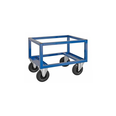 Pallvagn, broms, halvpall, 800x600x650 mm, blå