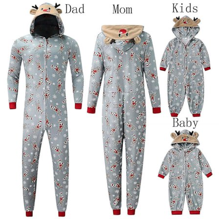 Jule Familie Klessett Voksen Barn Hjort Hette Romper Jumpsuit Familie Pyjamas Nattøy Julenisse Matchende Familie Antrekk