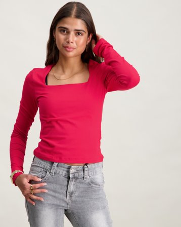 Gina Tricot Young Y square neck top Rød Toppe/Bluser Pige - Kids Brand Store