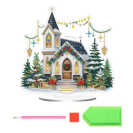 Joulu DIY Strassitaulu Kitti - Kylätalo, Tekotimantti-Taide, Pöytäkoriste Koti-Sisustukseen