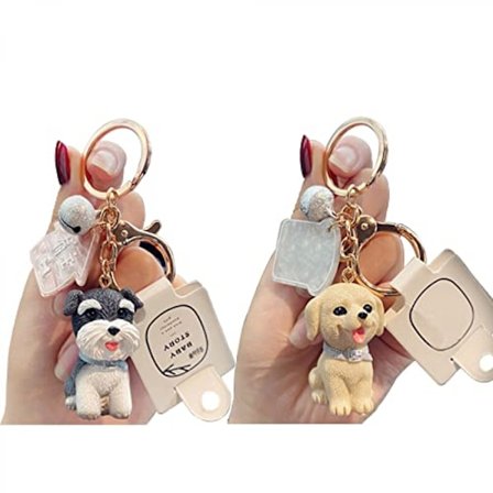 Nøglering med søde hvalpe, nøglering til bilnøgler, fødselsdagsfestdekoration til børn, kvinder og piger - Labrador-scherena-2 stk.