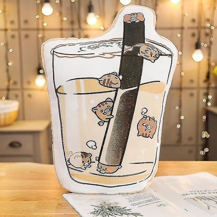 1 stk. Boblete Plush Mælkete Milkshake Kort Plys Dukke Dekoration Pude Sofa