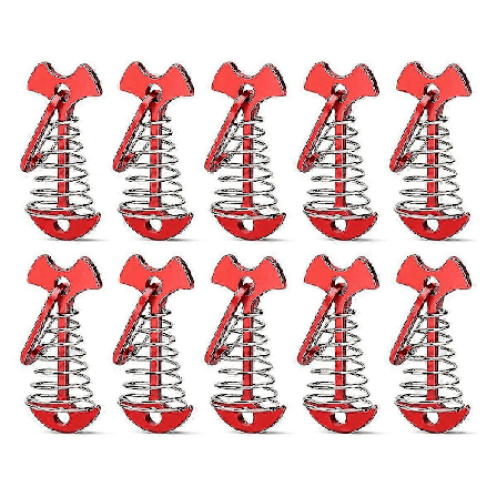 12 st Tältpinnar Aluminium Däckfäste, Däckankare, Tältlinsträckare med Fjäderspänne Röd