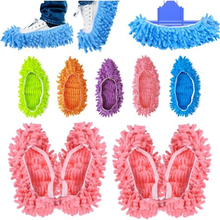 2 par dammsugarskor i mikrofiber för golvrengöring, Chenille Lazy Mopping Slippers Covers för hemmakontor badrumsdammrengöring