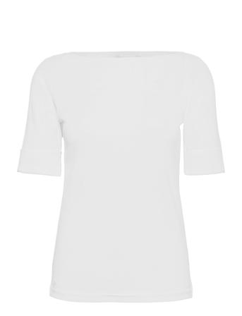 Stretch Cotton Boatneck Tee Tops T-shirts & Tops Short-sleeved White Lauren Ralph Lauren