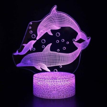 Crack base delfin 3D LED-lampa USB kreativ 3d nattlampa 7 färgbyte akryl fjärrkontroll touch HH9129