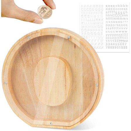 Personlig sparebøsse for barn med bokstaver fra A til Å Transparent sparebøsse i tre med bokstaver Dekorativ sparebøsse for barn