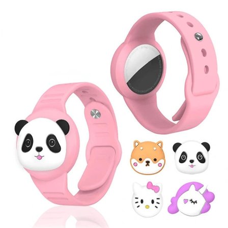 Suuret Black Friday -tarjoukset! 2 kpl Lasten AirTag-ranneke Söpö sarjakuvaranneke Silikoninen kadonnut ranneke Pinkki