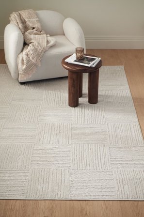 &Home - Matta Daisy Check - Vit - Slätvävda mattor - 80X200 - Från Homeroom