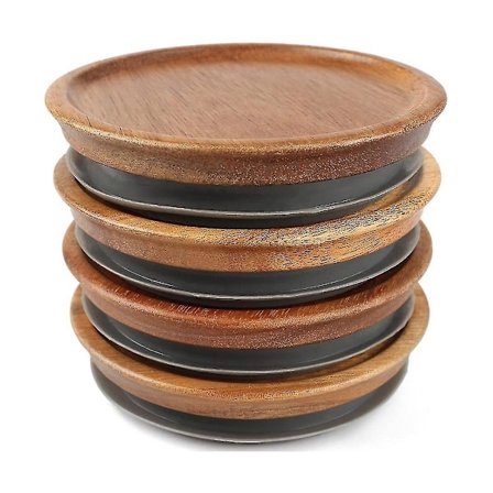 Almindelige låg til glas, trælåg til glas, konserveringslåg med lufttæt silikoneforsegling til almindelige glas