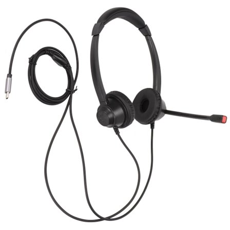 Typ C Telefon Headset Brusreducerande Binaural Callcenter Headset med Mikrofon för Kundtjänstkontor