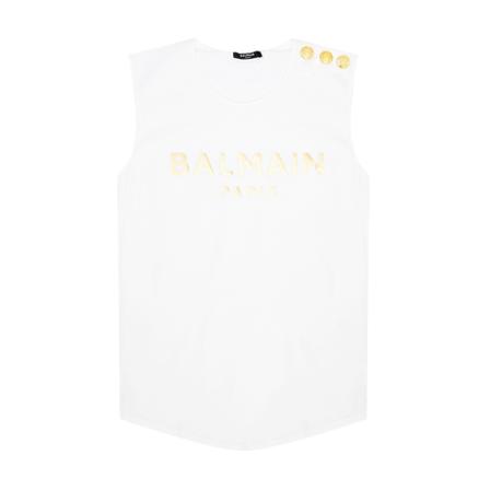 Balmain Logo-Printed Tank Top , Wit , Dames , Maat: L