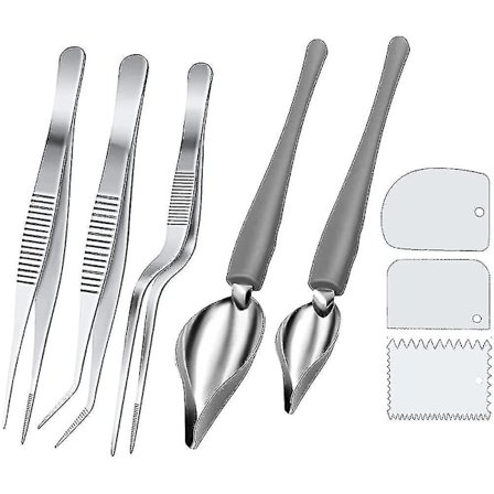 8-delt Chef Art Penselske Dekorationssæt, Madlavningspincet i rustfrit stål -z