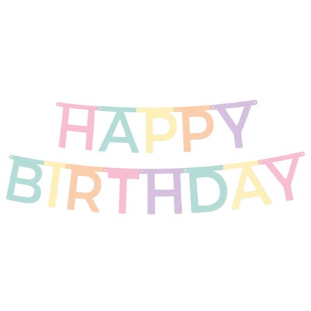 Happy Birthday Bokstavsgirlang Ljus Pastell