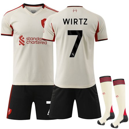 2025-2026 Liverpool Bortaställ Barn Fotbollströja Kit Nr 7 Wirtz