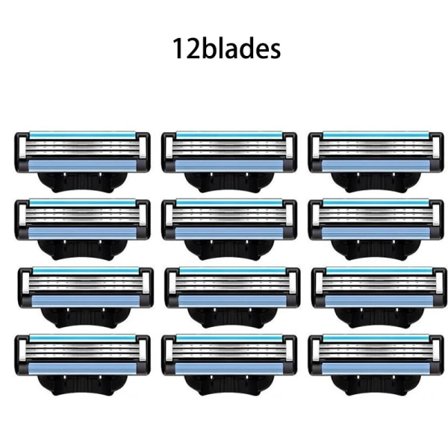 3-lags barberblad, manuell barbermaskin for menn i rustfritt stål, retro våt barbering, gjenbrukbar barberhøvel 12Blades