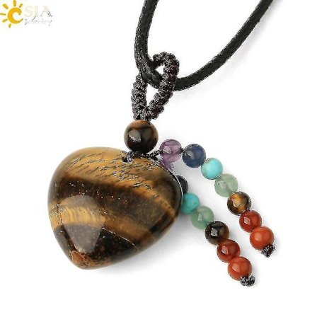 Mote og vakker dame naturkrystall halskjede hjerte anheng halskjede kort dusk chakra