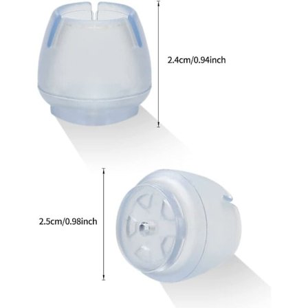 24-pack Stolsbensskydd, 17-21 mm runda skydd för möbler, kompatibla med bord, stolar och soffor - Förhindrar repor och buller