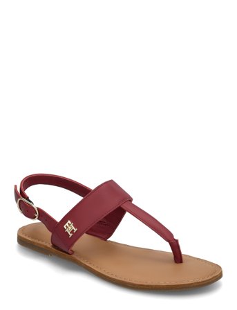 Tommy Hilfiger Leather Thong Sandal - Burgundy - 38