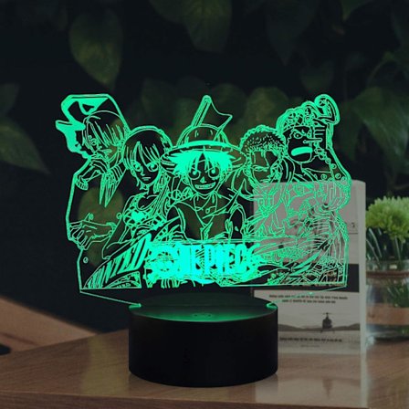 Japan Anime Monkey D Luffy Zoro Manga Actionfigur Fjernbetjening 16 Farveskift USB Opladningsbase AA Batteri 3D LED Natlampe Fans Party Dekoration