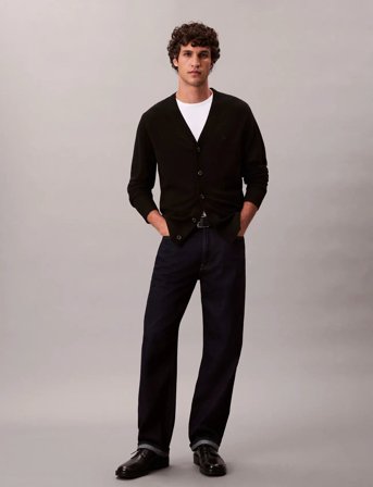 Calvin Klein Ls 100% Merino Cardigan 14Gg - Black - XXL