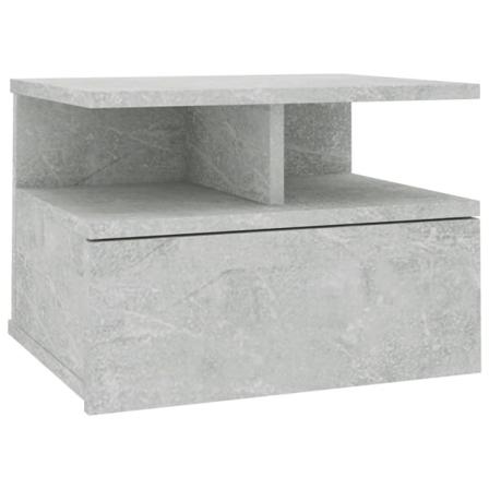 Vidaxl Svävande Sängbord Betonggrå 40x31x27 Cm Konstruerat Trä Grå