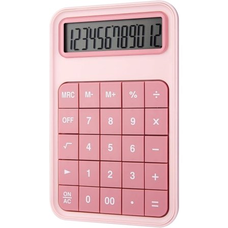Desktop Calculator with Large Display 12-Digit LCD Calculator for School, Office, Home, Shop - Pink