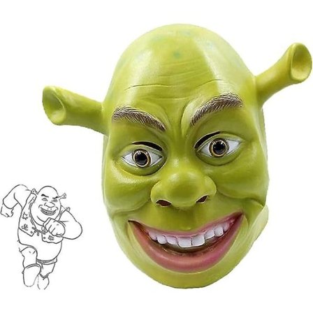 Shrek-naamio Puku Halloween Cosplay Aikuinen Koko Pää Vihreä Shrek-naamio Lateksinaamarit-max