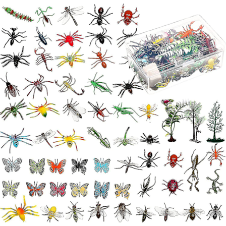 75 Stycken Falska Insekter Leksaker Assorterade Leksaksinsekter Figuriner Mini Realistiska Insektsleksaker Slumpmässiga Plastinsekter Buggleksaker Med