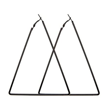 Stora Hoop Örhängen i form av Trianglar / Trekanter - Svart