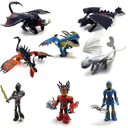 Xkiss Dragons & Vikings Actionfigurer | Light Fury, Night Fury, Deathgripper, Monstrous Nightmare, Deadly Nadder, Hiccup, Astrid Hofferson, Snotlout