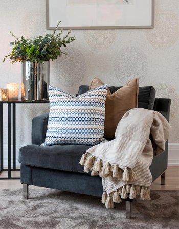 Rebell Putetrekk Napoli brodert-silketråd 50x50cm Classic-Blue