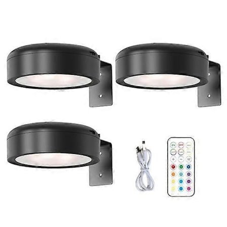 Vegglampe med trådløst bilde, fjernkontroll, dimbar, batteridrevet, justerbar 13-fargers RGB-malerilampe - Perfet