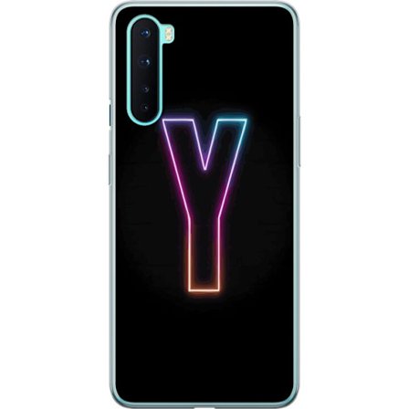 Kompatibelt Mobilskal till OnePlus OnePlus Nord Minimalistisk neonbokstav Y i färgskiftande ljus mot svart bakgrund
