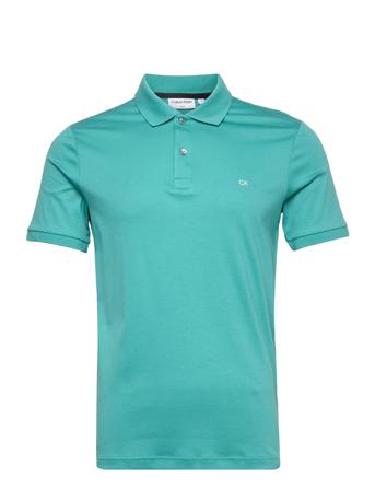 Smooth Cotton Slim Polo Polos Short-sleeved Grønn Calvin Klein
