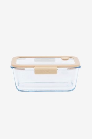 Pebbly - Rektangulär glasburk med glaslock och vakuumlock - 800 ml - Transparent - Förvaringsburkar - Från Homeroom