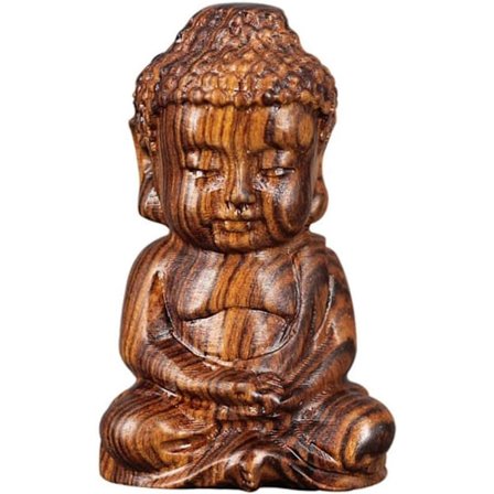 Lille Buddha Statue Træ Udskåret Håndlavet Stående Buddha