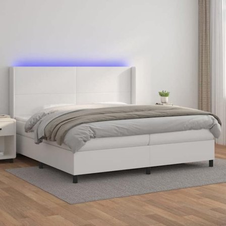 Maison Exclusive - Sängstomme med lameller säng madrass LED Vit 200x200 cm Konstläder