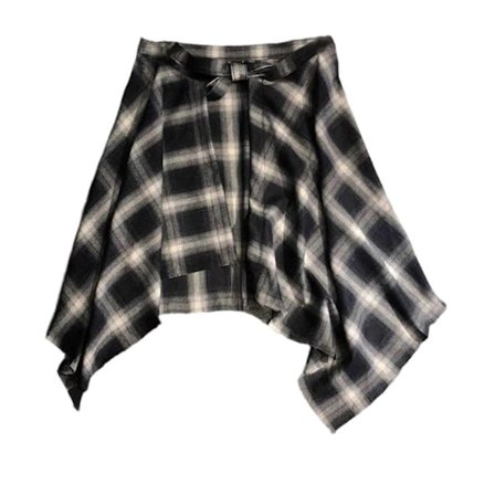 Unisex Rutig Lager-på-lager Kort Omlottkjol Oregelbunden Plisserad Förklädeskjol Knyt A-linje Höftscarf Överkjol Skjortförlängare Svart och vit-Perfet