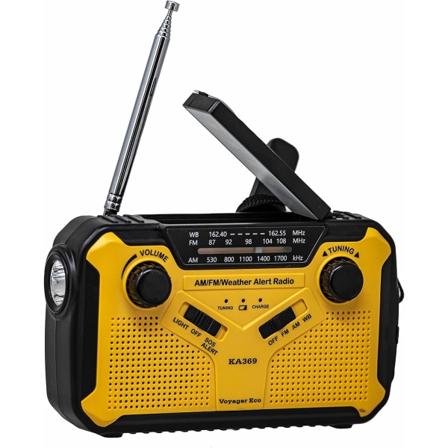 Nødradio ka369 AM/FM NOAA Vejrvarsel 5-vejs Solcelle-svingradiomodtager med LED-lommelygte og USB-mobiltelefonoplader Gul