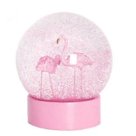 Flamingo Glitter Klar Glass Snøklode Krystallkule Med Rosa Base Kvinnegaver (FMY)