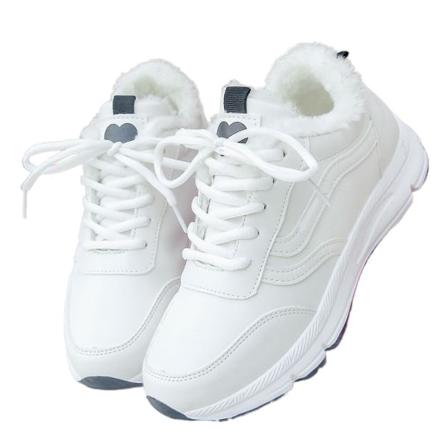 Dam Snörning Plysch Foder Sneakers Rund Tå Snow Casual Skor
