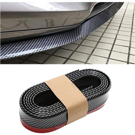 (Svart+Rød)Universal Front Spoiler Front Bumper Spoiler 8.2ft/2.5m Anti-Scratch Carbon Fiber Front Lip Bumper Protector for Car