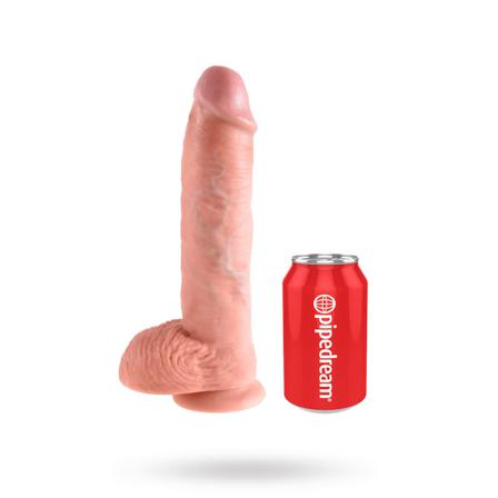 Dildo med Pung 27 cm - Ljus Hudfärg - Vuxen.se - Stor, tjock dildo-King Cock